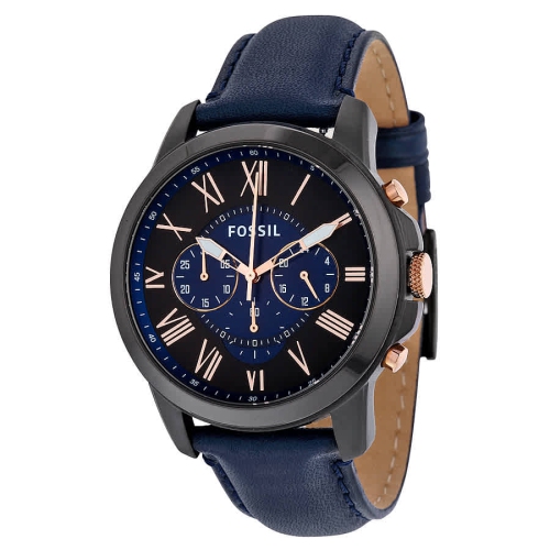Image 1 of 3.. Fossil Grant Chronograph Black and Blue Dial Men's Watch FS5061IE