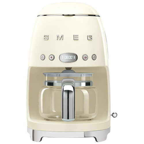 Image 1 of 8.. Smeg 50's Style Programmable Drip Coffee Maker - 10-Cup - Cream