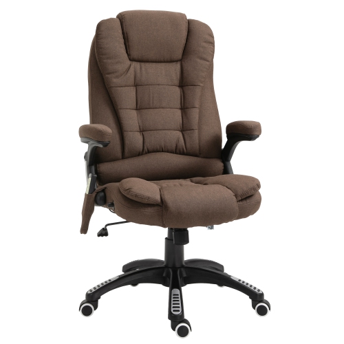 Image 1 of 10.. Vinsetto 6 Point Vibrating Massage Home Office Chair High Back Executive Chair with Reclining Back, Swivel Wheels, Brown