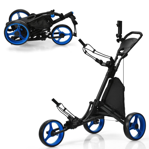 Image 1 de 10.. Goplus Folding 3 Wheels Golf Push Cart W/Bag Scoreboard Adjustable Handle