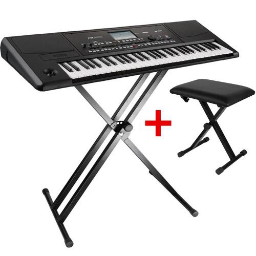 Image 1 of 10.. Keyboard Stand and Bench Set, Double X Keyboard Stand Music Electronic Piano Stands + X Style Adjustable Padded Piano Keyboard Bench Seat