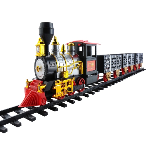 Image 1 of 4.. 20pc Black and Red Battery Operated Classic Train Set 12"