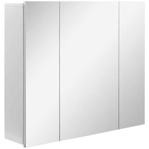 Image 1 of 9.. kleankin 28" x 24" Medicine Cabinet, Wall Mounted Bathroom Mirror Cabinet with Mirrored Doors, Adjustable Shelves, White