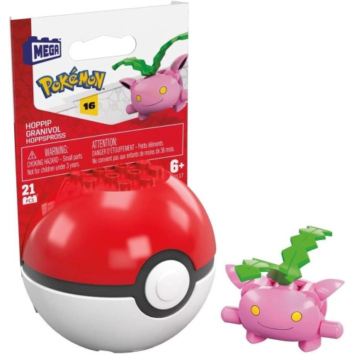 Image 1 of 1.. MEGA Pokemon Hoppip Building Set with 21 Compatible Bricks and Pieces and Poke Ball