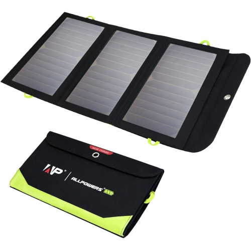 Image 1 of 8.. ALLPOWERS 21W Solar Charger with 10000mAh Power Bank and 3 Fast Charging USB-A/USB-C Ports